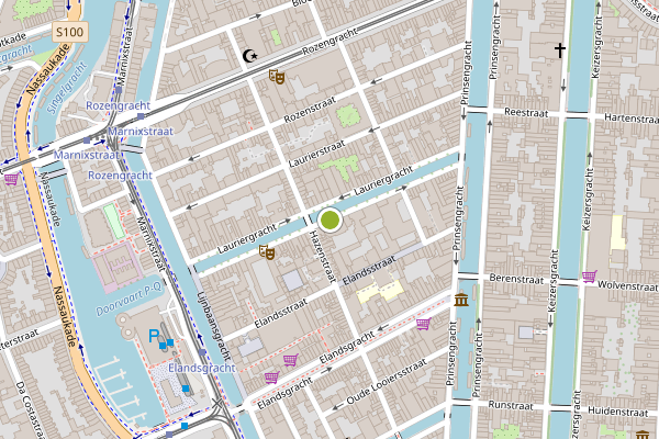 Ambulance-melding op Lauriergracht, Amsterdam op 29 juli, kaart-overzicht