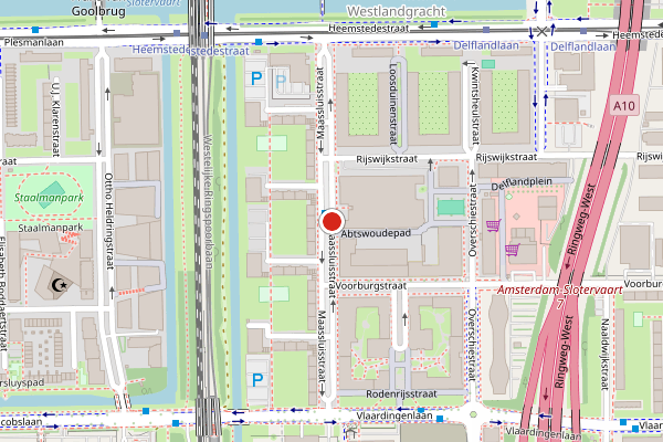 Brandweer-melding op Maassluisstraat, Amsterdam op 29 juli, kaart-overzicht