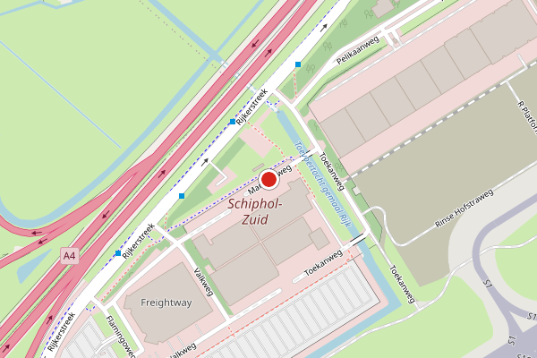 Brandweer-melding op Maraboeweg, Schiphol op 18 mei, kaart-overzicht