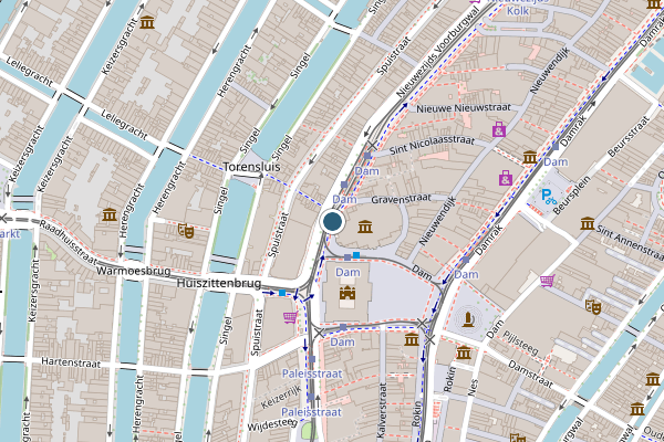 Politie-melding op Nieuwezijds Voorburgwal, Amsterdam op 29 juli, kaart-overzicht