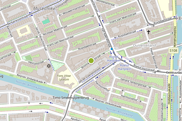 Ambulance-melding op Bronckhorststraat, Amsterdam op 29 juli, kaart-overzicht