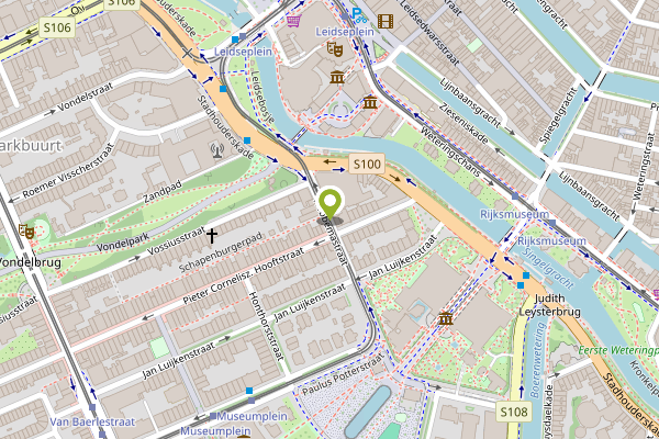 Ambulance-melding op Hobbemastraat, Amsterdam op 25 april, kaart-overzicht