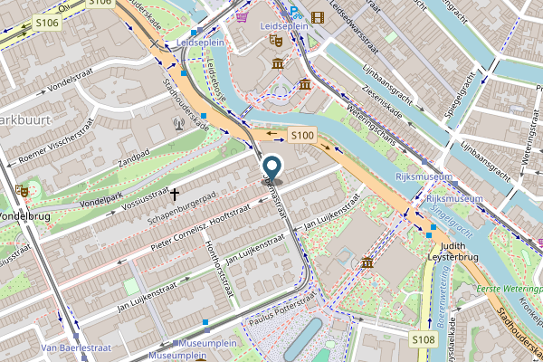 Politie-melding op Hobbemastraat, Amsterdam op 25 april, kaart-overzicht