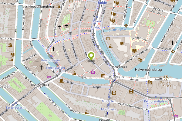 Ambulance-melding op Kalverstraat, Amsterdam op 25 april, kaart-overzicht
