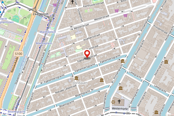 Brandweer-melding op Egelantiersstraat, Amsterdam op 25 april, kaart-overzicht