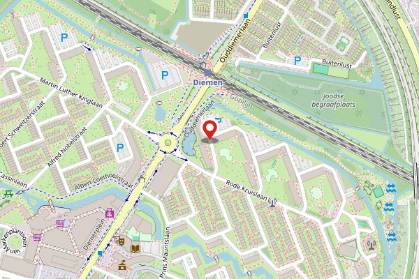 Brandweer-melding op Rode Kruislaan, Diemen op 25 april, kaart-overzicht