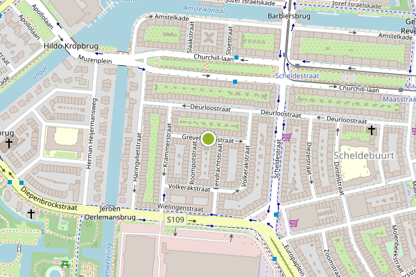 Ambulance-melding op Grevelingenstraat, Amsterdam op 18 mei, kaart-overzicht