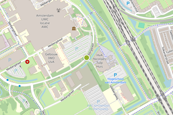 Ambulance-melding op Meibergdreef, Amsterdam op 18 mei, kaart-overzicht