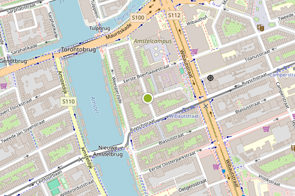 Ambulance-melding op Swammerdamstraat, Amsterdam op 18 mei, kaart-overzicht