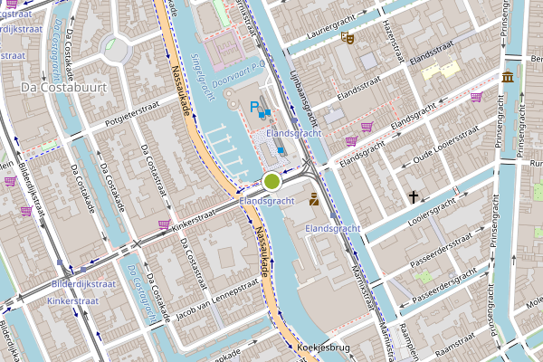 Ambulance-melding op Elandsgracht, Amsterdam op 18 mei, kaart-overzicht