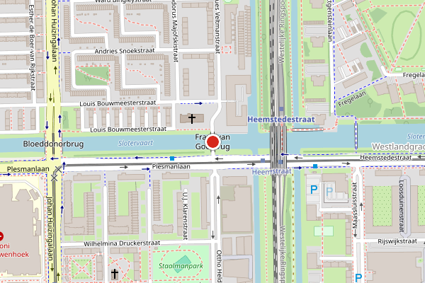 Brandweer-melding op Jacques Veltmanstraat, Amsterdam op 18 mei, kaart-overzicht