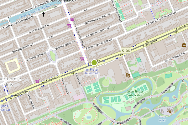 Ambulance-melding op Overtoom, Amsterdam op 18 mei, kaart-overzicht