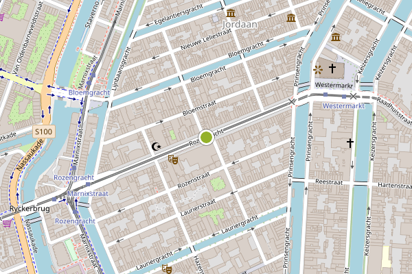 Ambulance-melding op Rozengracht, Amsterdam op 18 mei, kaart-overzicht