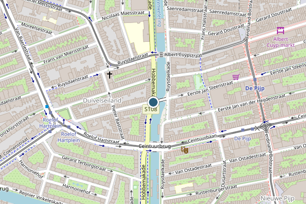 Politie-melding op Hobbemakade, Amsterdam op 18 mei, kaart-overzicht