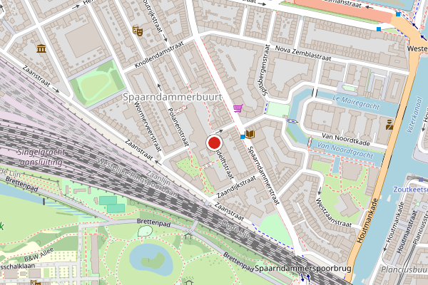 Brandweer-melding op Assendelftstraat, Amsterdam op 18 mei, kaart-overzicht