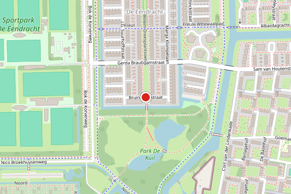 Brandweer-melding op Bruins Slotstraat, Amsterdam op 18 mei, kaart-overzicht