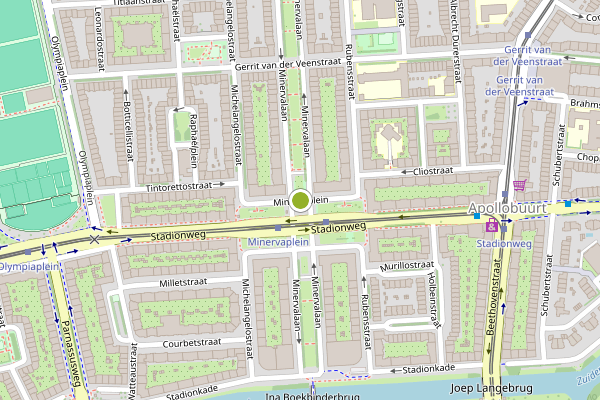 Ambulance-melding op Minervaplein, Amsterdam op 18 mei, kaart-overzicht