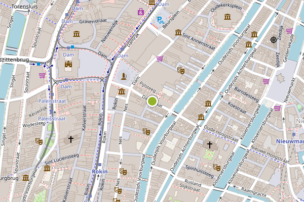 Ambulance-melding op Damstraat, Amsterdam op 19 mei, kaart-overzicht