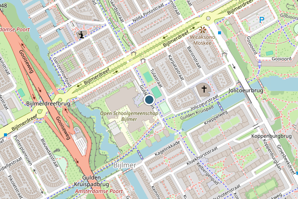 Politie-melding op Gulden Kruis, Amsterdam op 3 augustus, kaart-overzicht