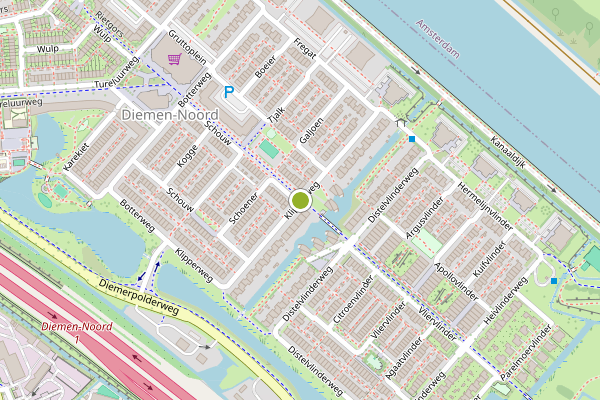 Ambulance-melding op Klipperweg, Diemen op 19 mei, kaart-overzicht