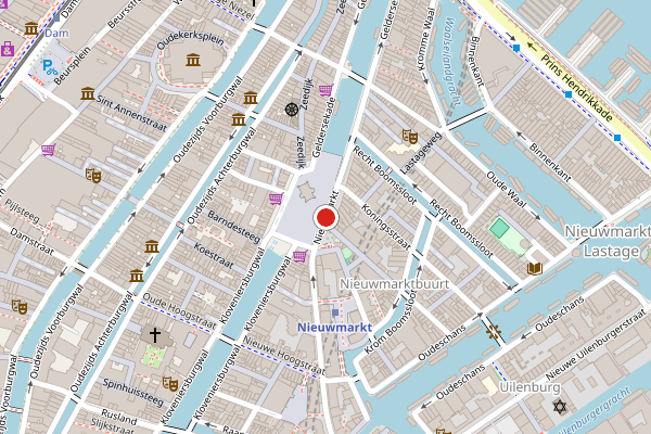 Brandweer-melding op Nieuwmarkt, Amsterdam op 19 mei, kaart-overzicht
