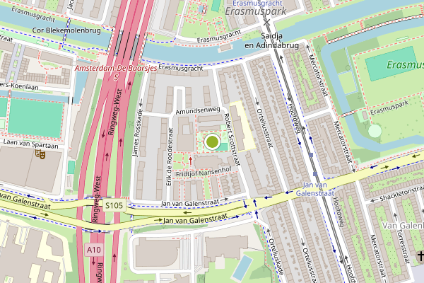 Ambulance-melding op Robert Scottstraat, Amsterdam op 19 mei, kaart-overzicht