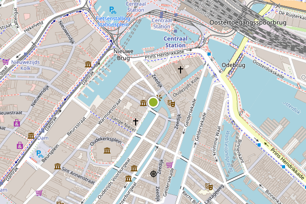 Ambulance-melding op Oudezijds Voorburgwal, Amsterdam op 19 mei, kaart-overzicht