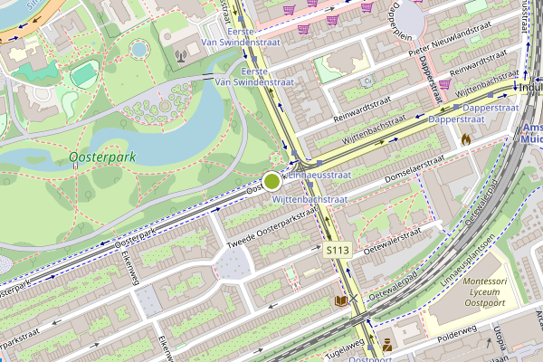 Ambulance-melding op Oosterpark, Amsterdam op 19 mei, kaart-overzicht