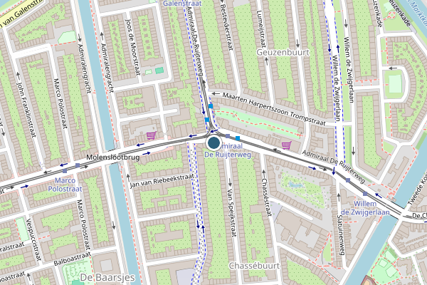 Politie-melding op Admiraal De Ruijterweg, Amsterdam op 19 mei, kaart-overzicht