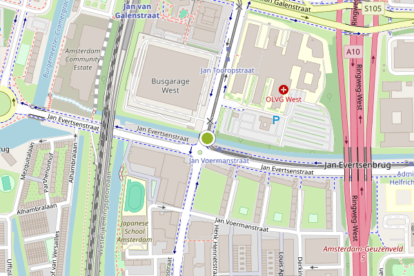 Ambulance-melding op Jan Tooropstraat, Amsterdam op 19 mei, kaart-overzicht
