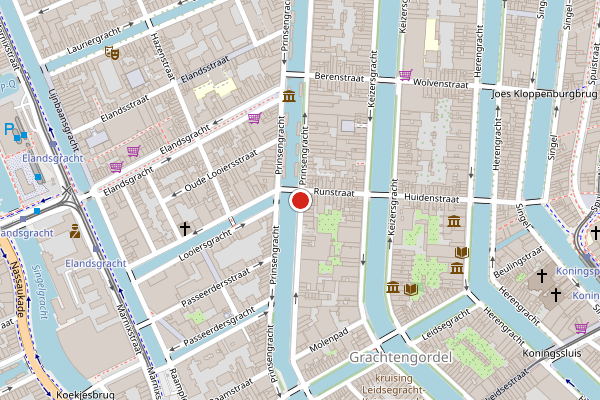 Brandweer-melding op Prinsengracht, Amsterdam op 3 augustus, kaart-overzicht