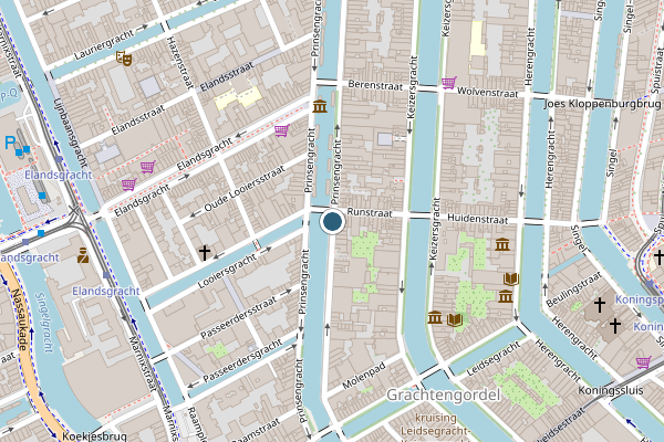Politie-melding op Prinsengracht, Amsterdam op 3 augustus, kaart-overzicht