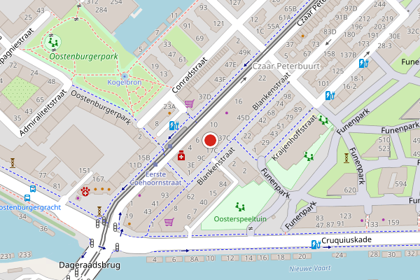 Brandweer-melding op Blankenstraat, Amsterdam op 20 mei, kaart-overzicht