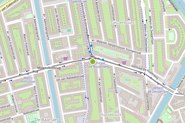 Ambulance-melding op Admiraal De Ruijterweg, Amsterdam op 20 mei, kaart-overzicht