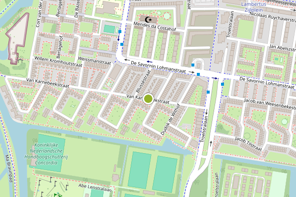 Ambulance-melding op Van Karnebeekstraat, Amsterdam op 20 mei, kaart-overzicht