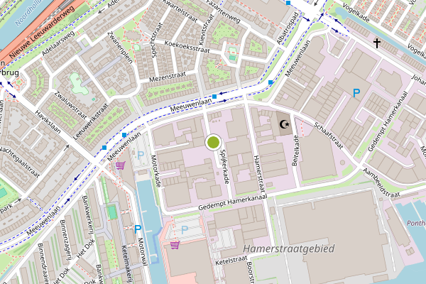 Ambulance-melding op Spijkerkade, Amsterdam op 20 mei, kaart-overzicht