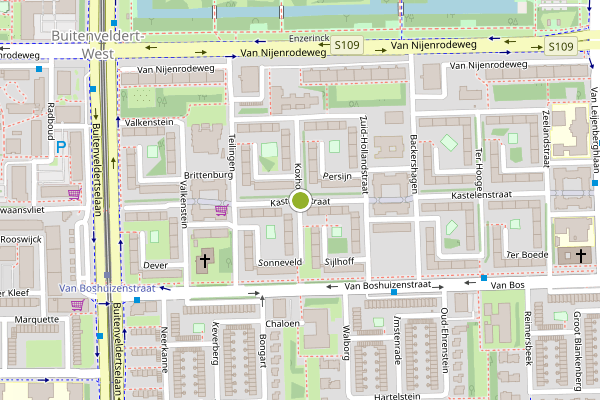 Ambulance-melding op Kastelenstraat, Amsterdam op 20 mei, kaart-overzicht