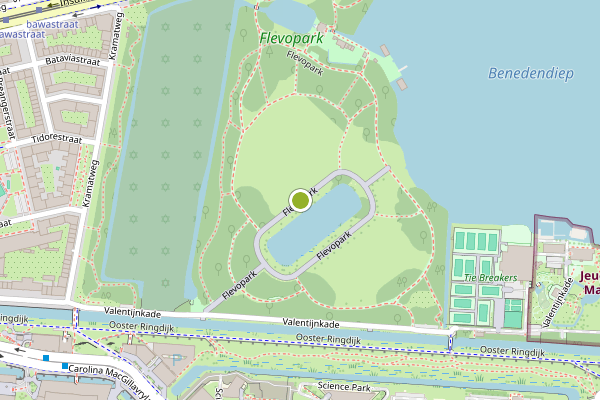 Ambulance-melding op Flevopark, Amsterdam op 20 mei, kaart-overzicht