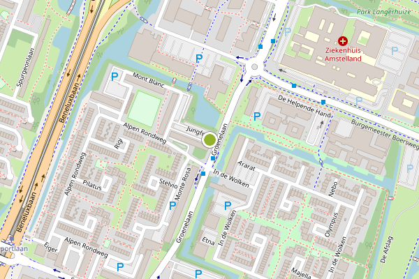 Ambulance-melding op Jungfrau, Amstelveen op 20 mei, kaart-overzicht
