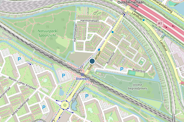 Politie-melding op Ouddiemerlaan, Diemen op 5 augustus, kaart-overzicht