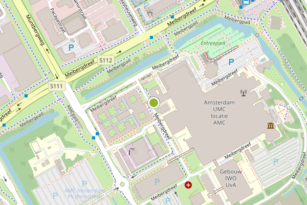 Ambulance-melding op Meibergdreef, Amsterdam op 5 augustus, kaart-overzicht