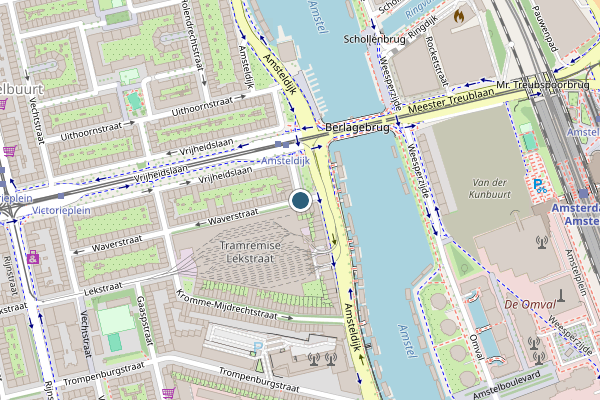 Politie-melding op Amsteldijk, Amsterdam op 5 augustus, kaart-overzicht