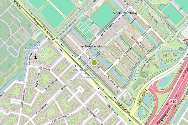 Ambulance-melding op Anfieldroad, Amsterdam op 20 mei, kaart-overzicht