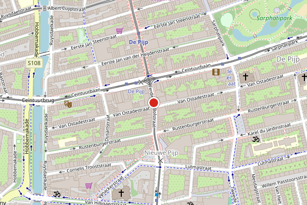 Brandweer-melding op Ferdinand Bolstraat, Amsterdam op 5 augustus, kaart-overzicht