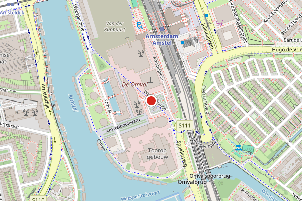 Brandweer-melding op Weesperzijde, Amsterdam op 5 augustus, kaart-overzicht