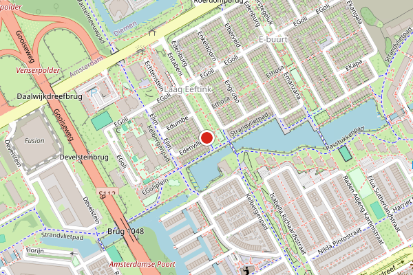 Brandweer-melding op Strandvlietpad, Amsterdam op 5 augustus, kaart-overzicht