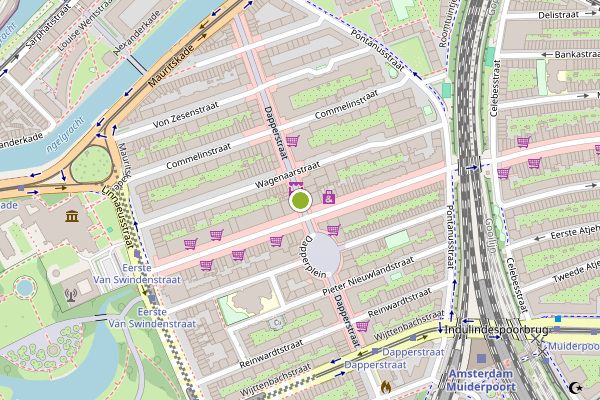 Ambulance-melding op Dapperstraat, Amsterdam op 5 augustus, kaart-overzicht