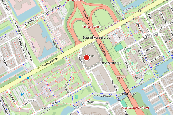 Brandweer-melding op Develstein, Amsterdam op 5 augustus, kaart-overzicht