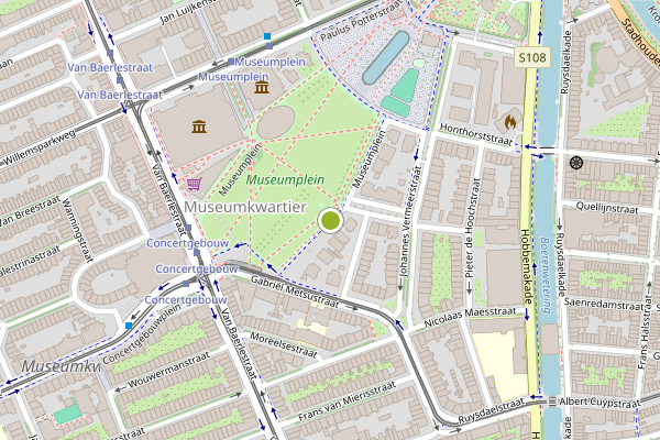 Ambulance-melding op Museumplein, Amsterdam op 5 augustus, kaart-overzicht