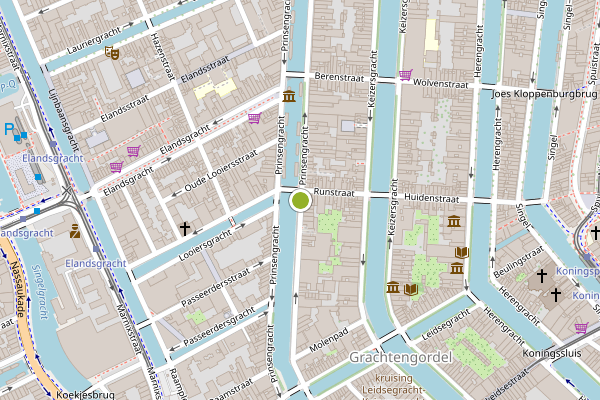 Ambulance-melding op Prinsengracht, Amsterdam op 5 augustus, kaart-overzicht